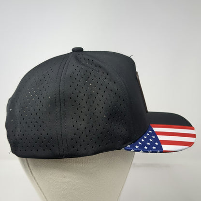 Ford 5 Panel Black Hat One Size Snapback Built Ford Tough USA Flag Perforated
