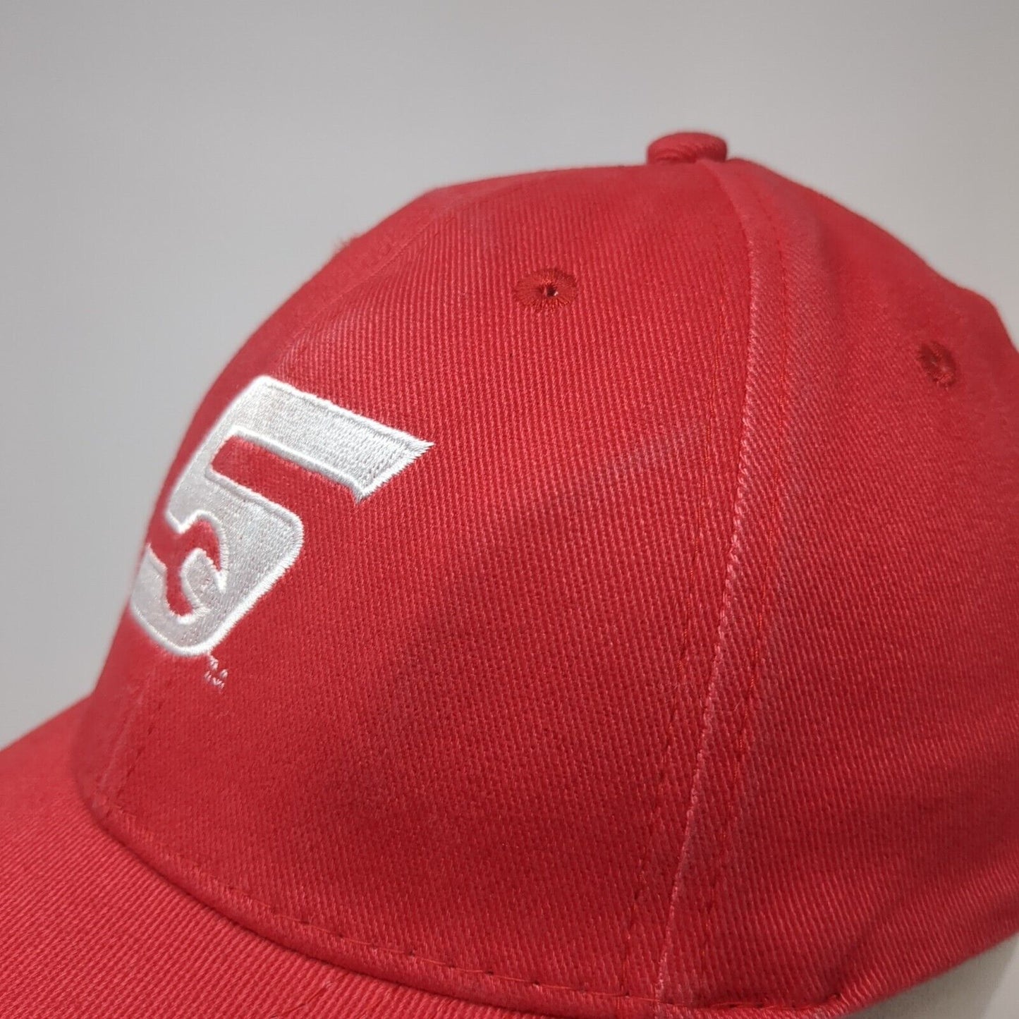 Snap-on Fitted Hat Red One Size Embroidered Logo 6 Panel K-Products