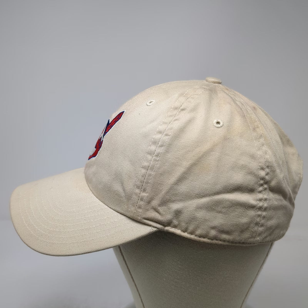Cleveland Indians MLB Twins Enterprise Baseball Cap Beige OSFM Logo Slideback