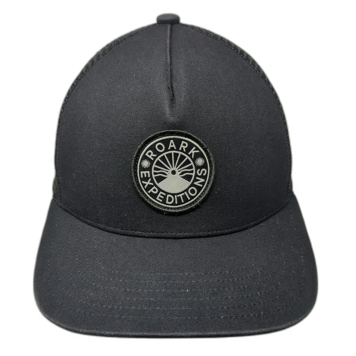 Roark Trucker Hat Black One Size Mesh Back Snapback Expedition Logo Patch Hat
