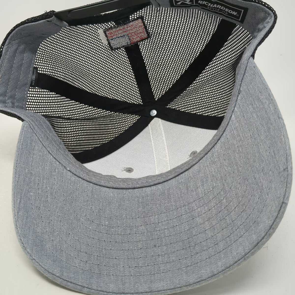 Richardson Trucker Hat Gray Black One Size Laird Manufacturing American Flag