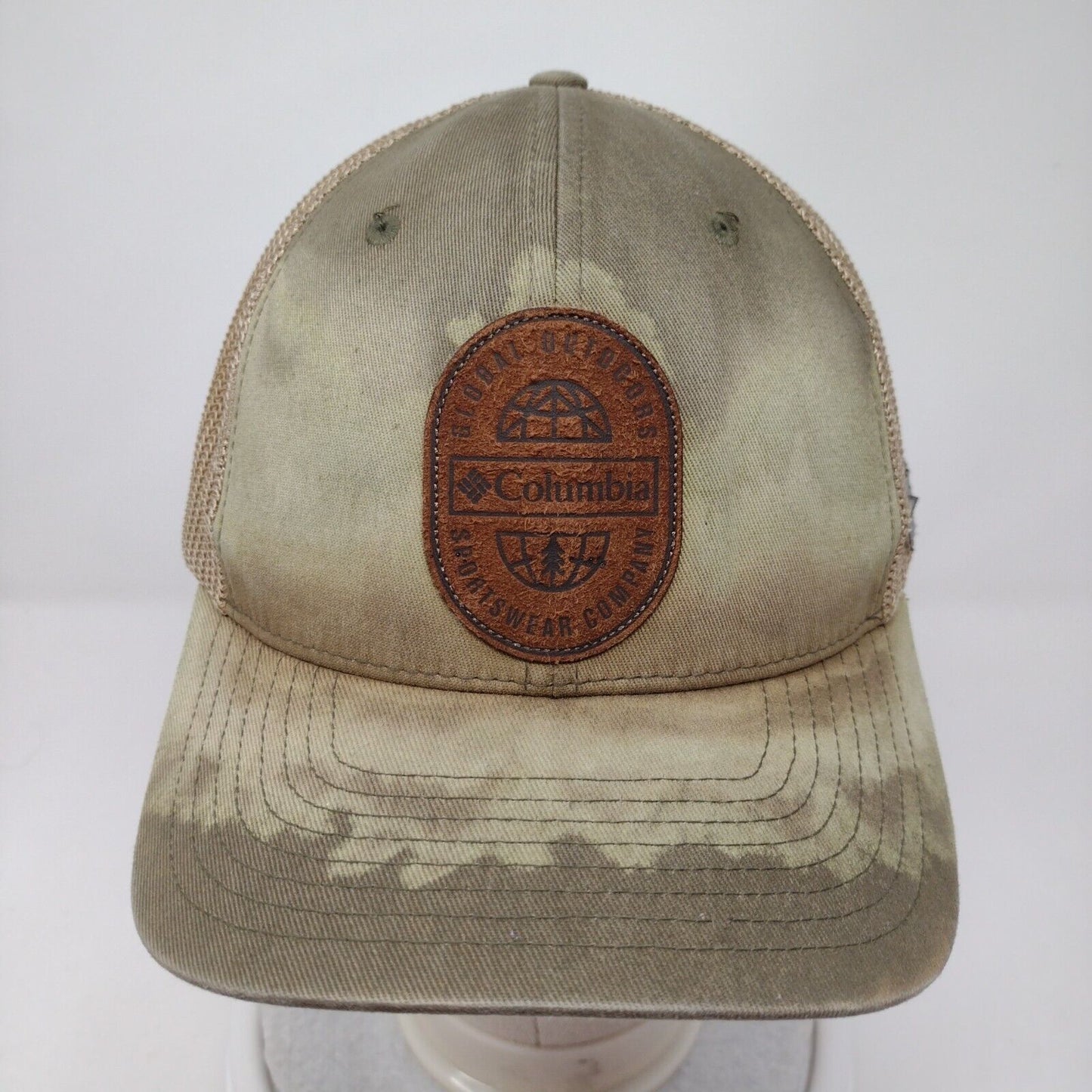 Columbia Global Outdoors Fitted Trucker Hat Tan One Size Patch Logo Mesh Back