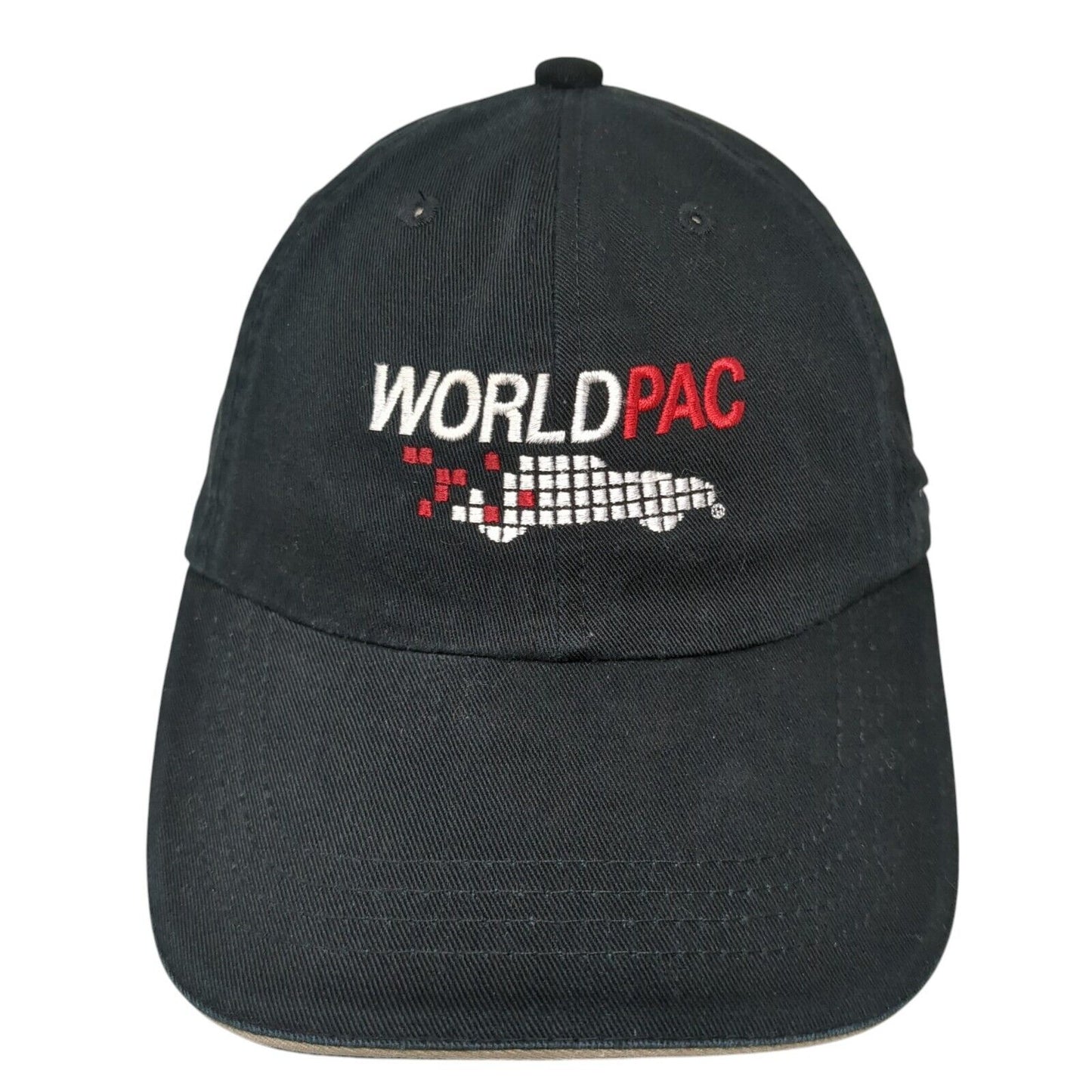 World Pac WBR Strapback Hat Black One Size Adjustable Embroidered Port Authority
