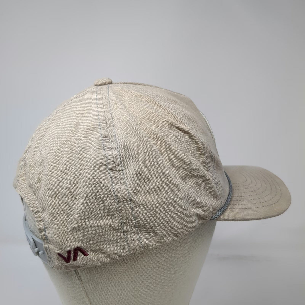 RVCA 5 Panel Beige One Size Snapback Rope Circular Patch Logo Cotton Twill Hat