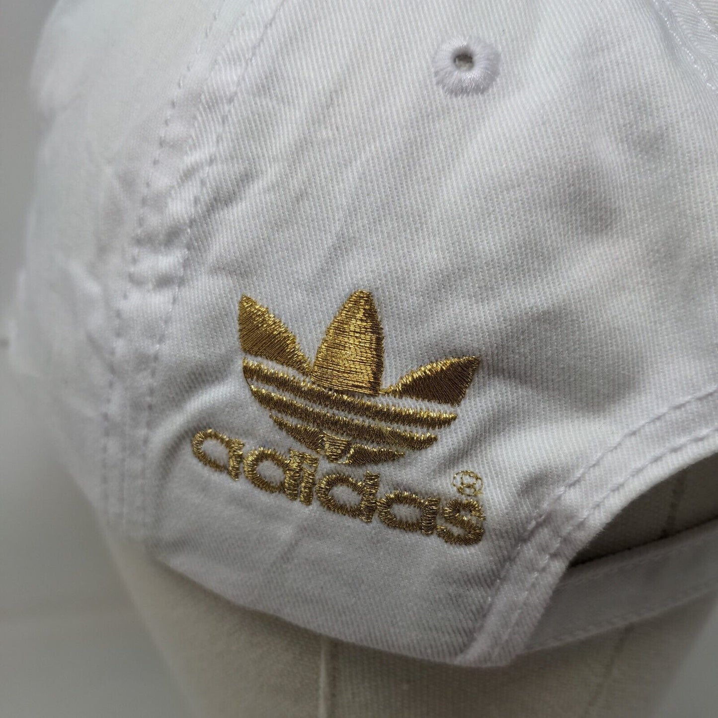 Adidas Gold Trefoil Slideback Hat White OSFM Embroidered Newhattan