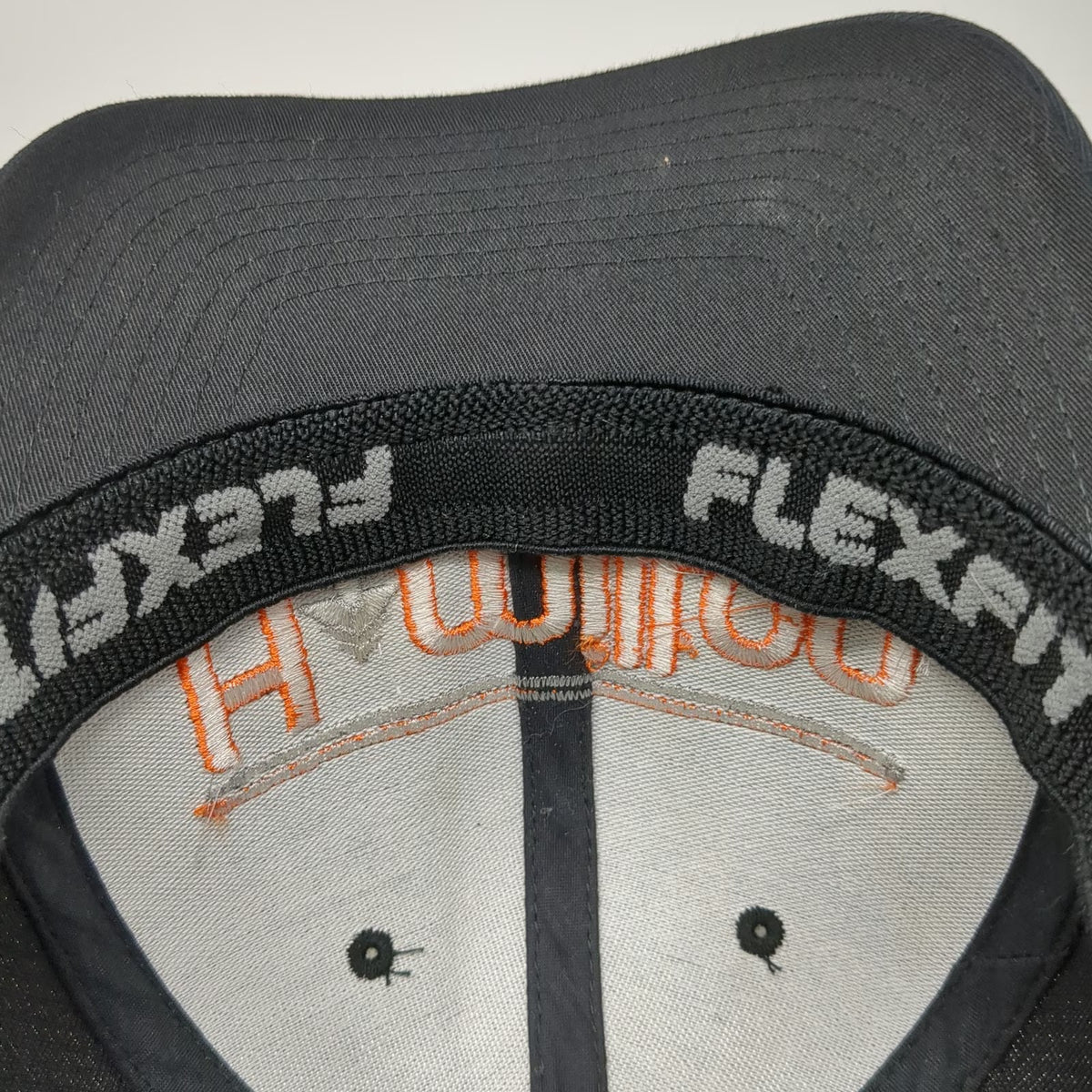 Flexfit Baseball Cap Black XL Hamilton Logo Mesh Back Embroidered Fitted Hat