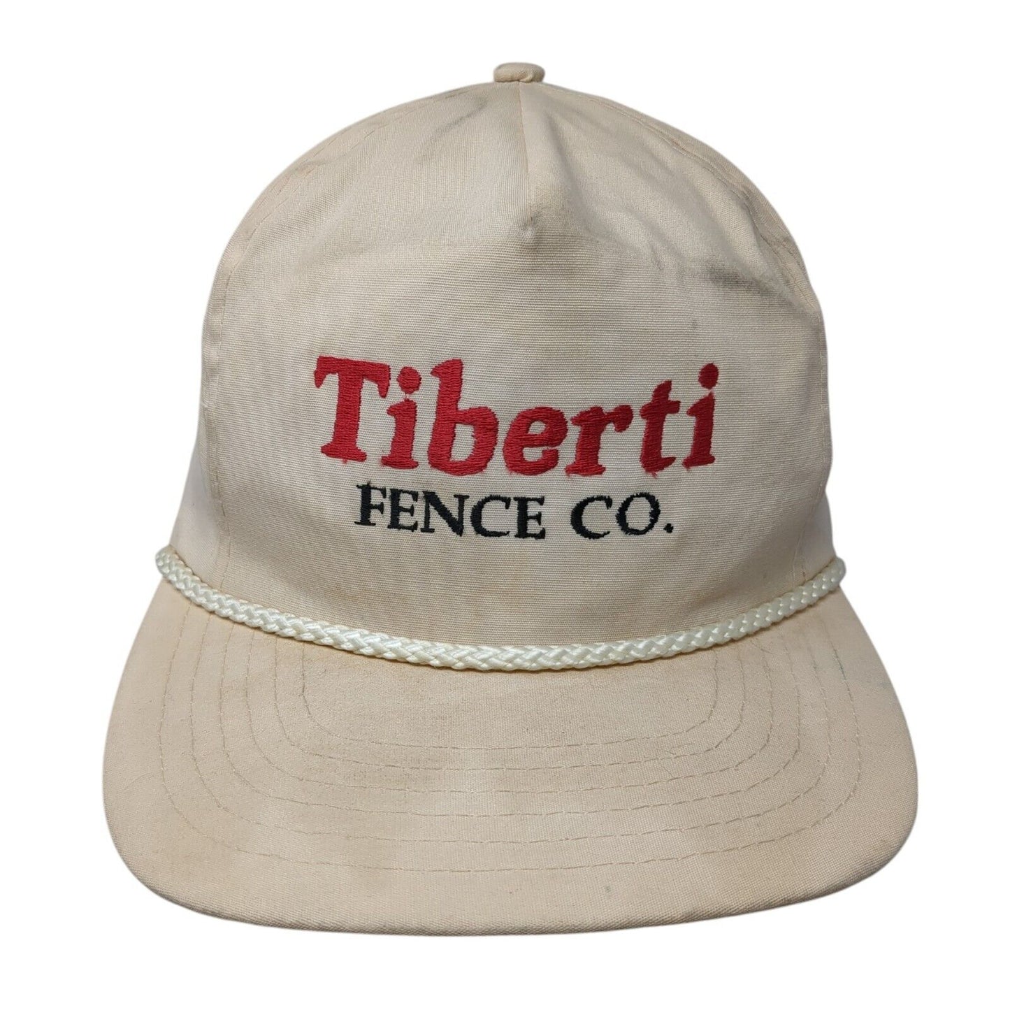 Tiberti Fence Co. Baseball Cap Beige One Size Adjustable Embroidered Rope Otto