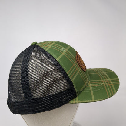 Idaho Snapback Mesh Back Trucker Hat Green One Size Leather Patch