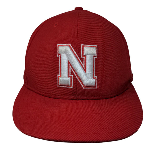 Nebraska Huskers Fitted Hat Red New Era 59Fifty Size 7 5/8 Embroidered 100% Wool