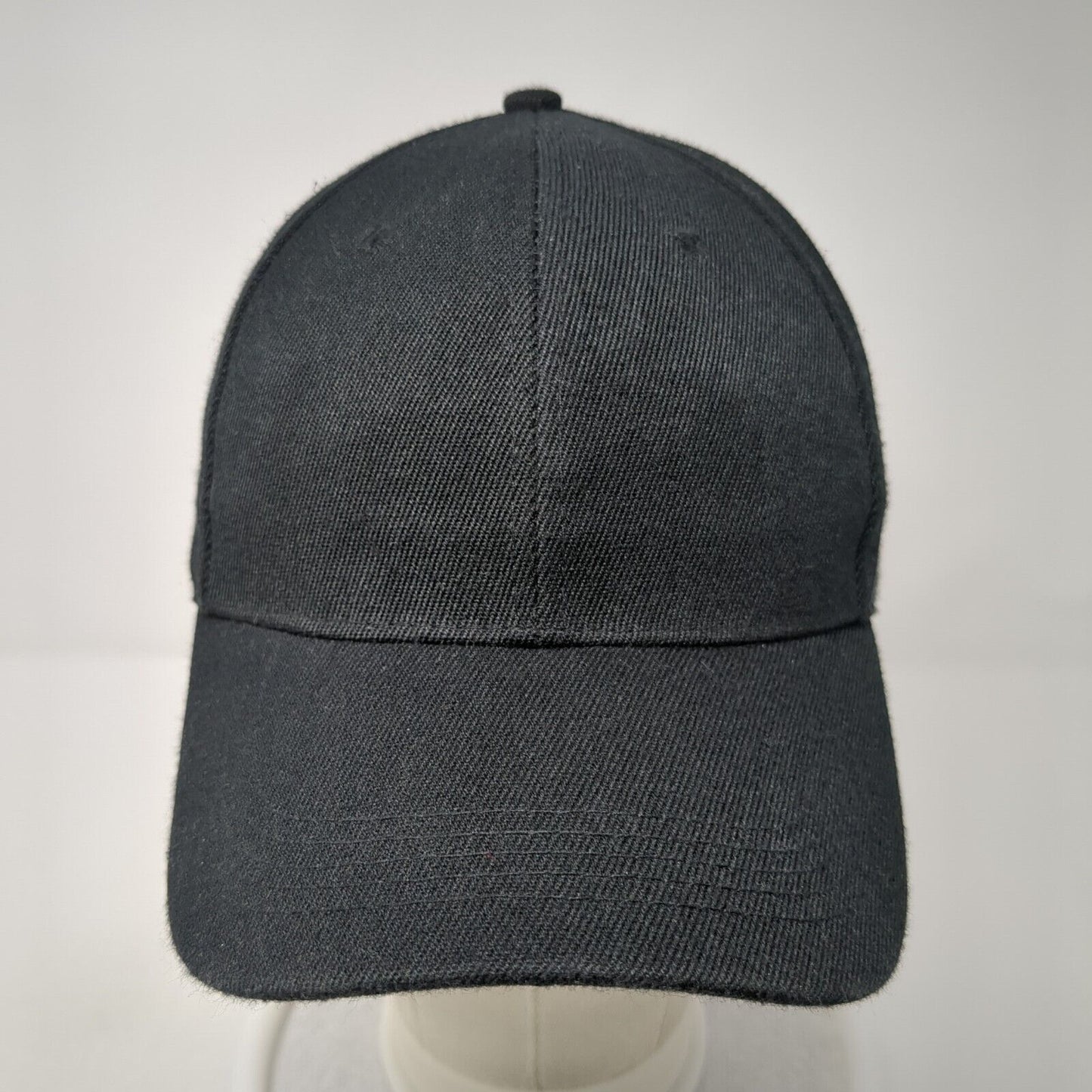 Unbranded Fitted Hat Black 7 1/4 Solid Vent Holes Outdoor Blank 6 Panel