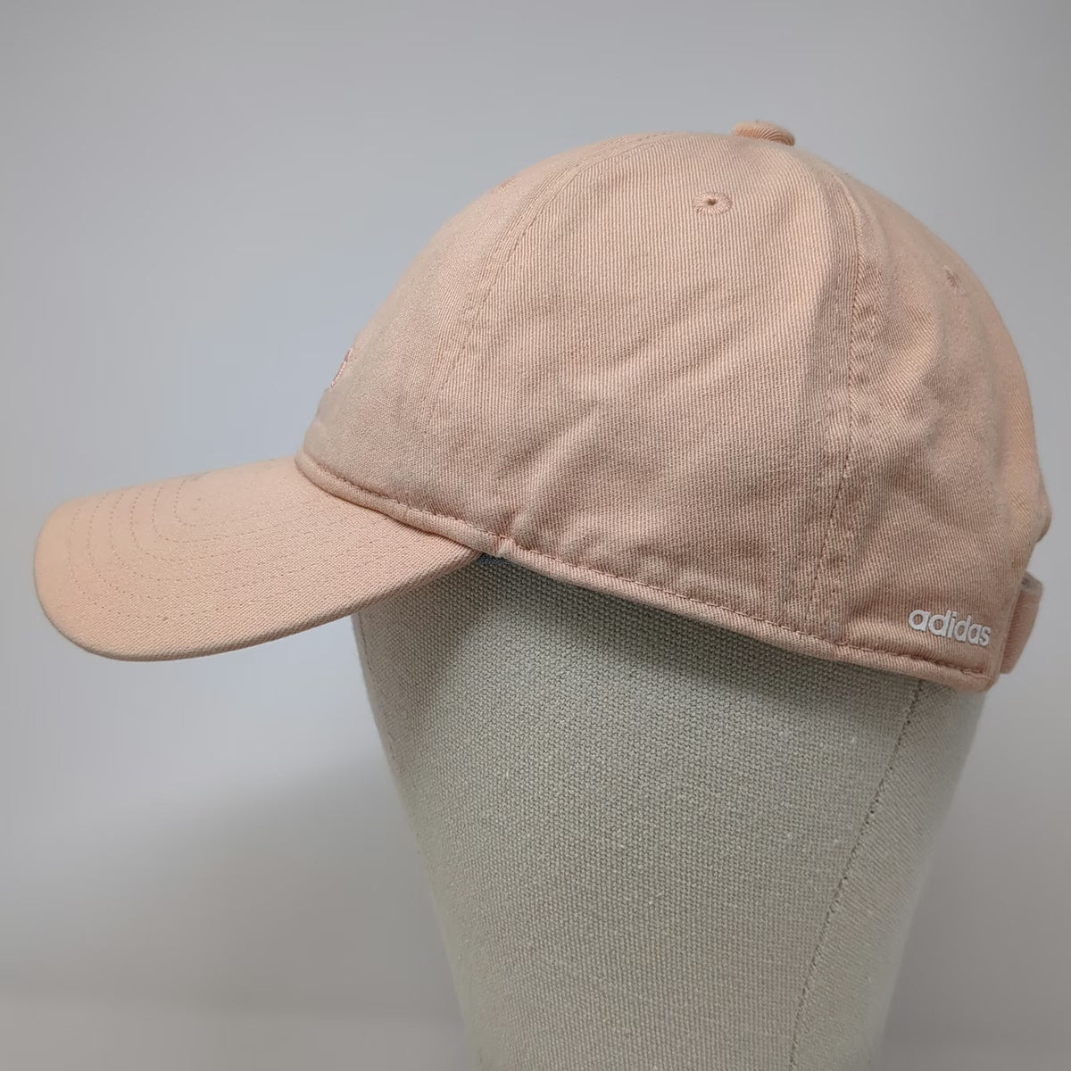 Adidas Baseball Cap Pink One Size Strapback Distressed Embroidered Logo Hat