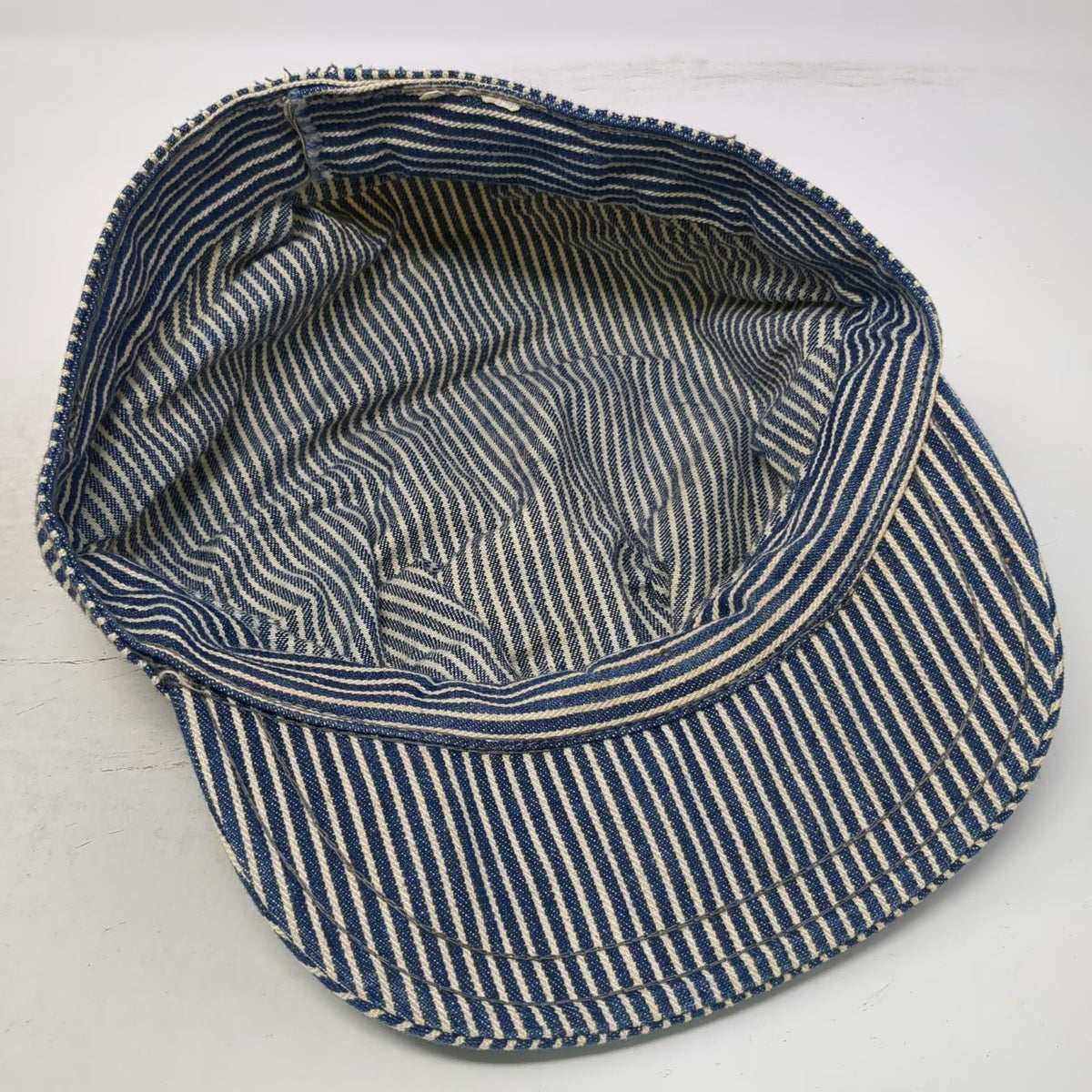 Blue Army Cap One Size Hickory Stripe Denim Engineer Railway Conductor Hat