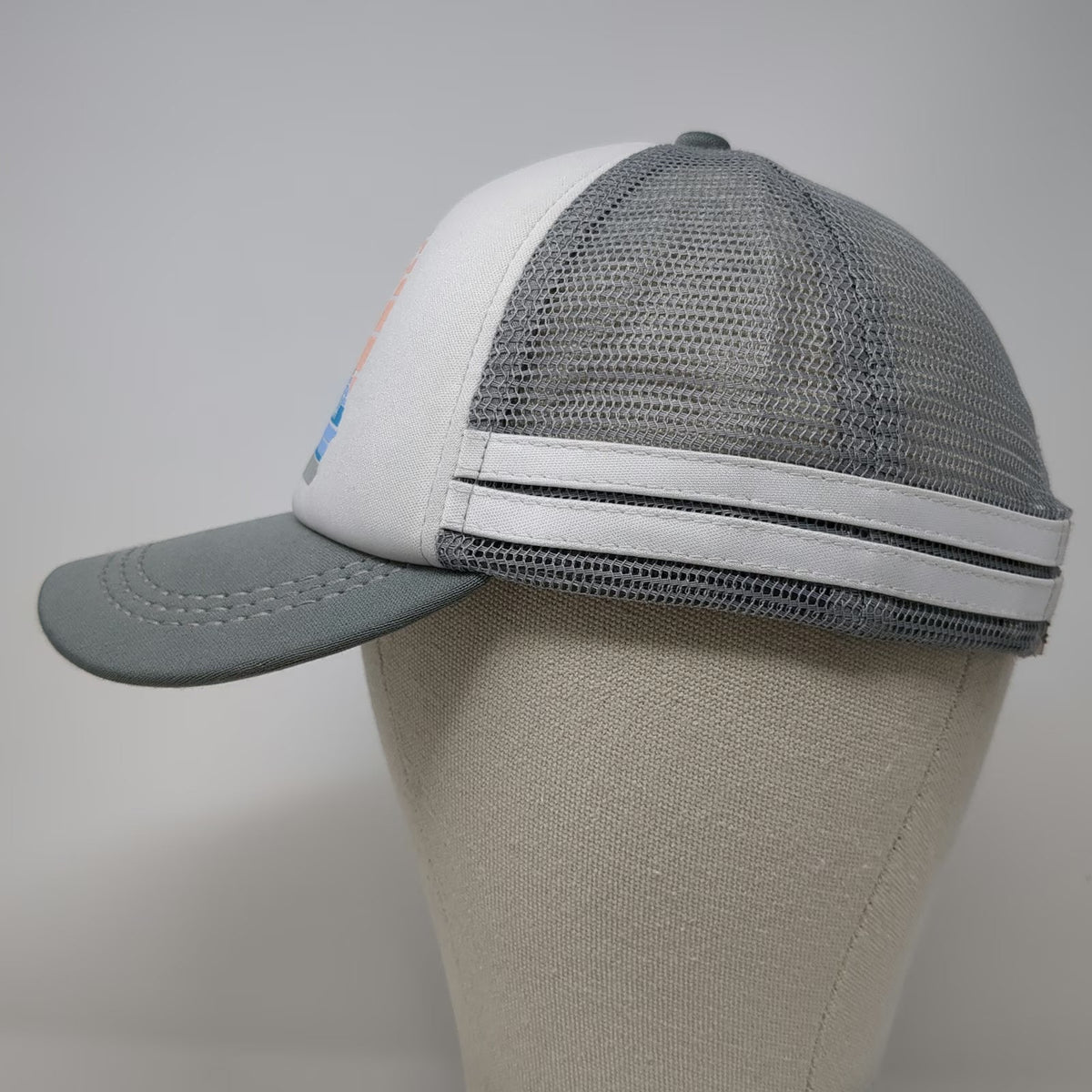 Roxy Trucker Hat Gray White One Size California Sunset Mesh Back Snapback