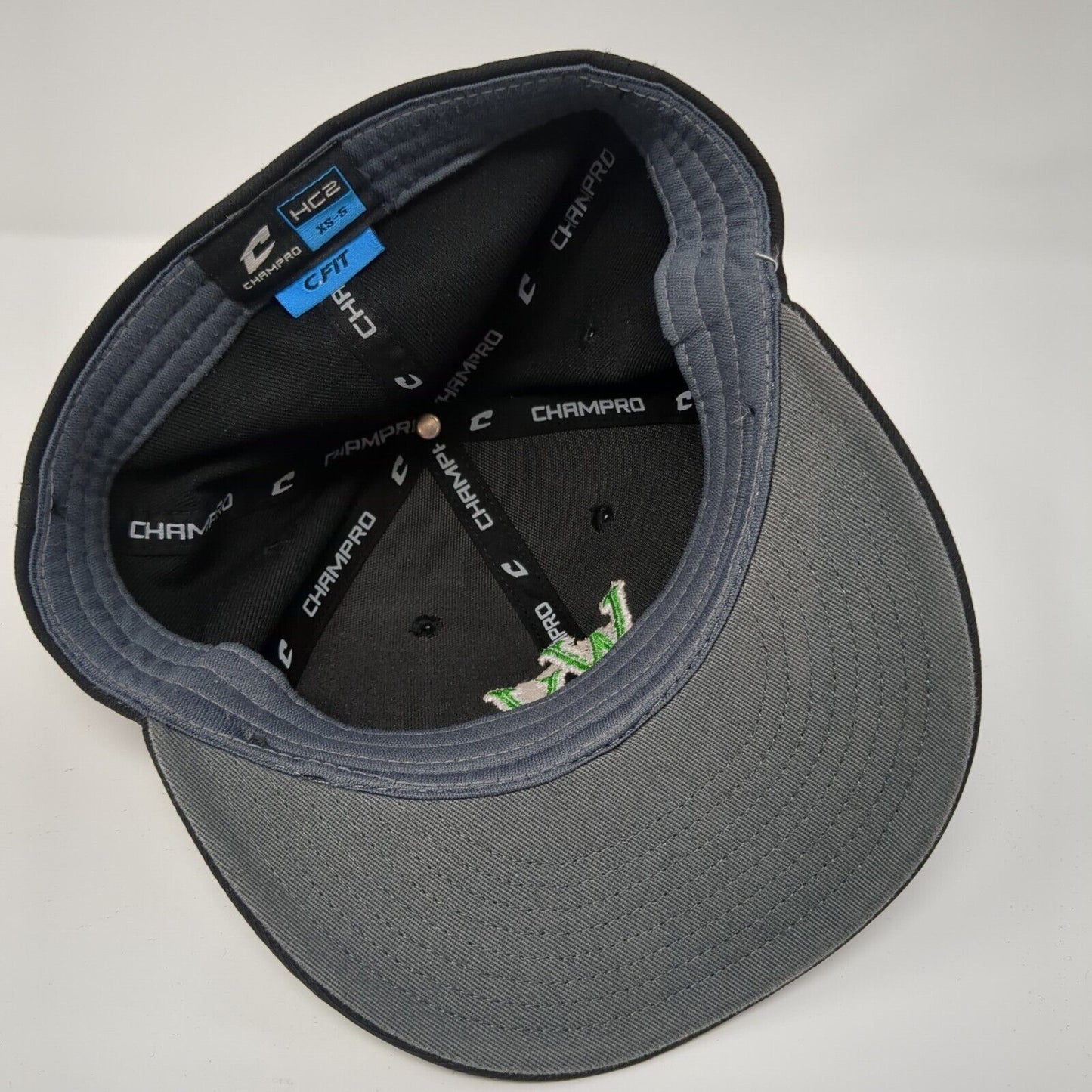 WV Fitted Hat Black XS-S Embroidered Solid 6 Panel C Fit Champro