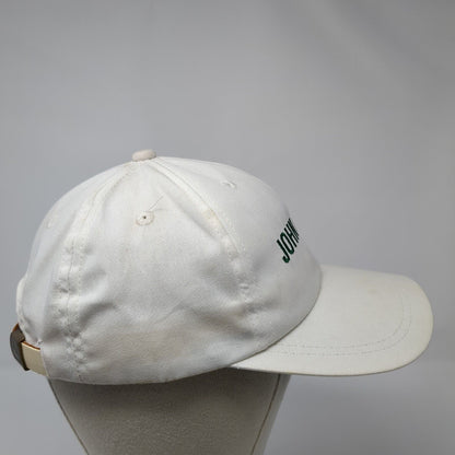 John Deere Slideback Hat White One Size Solid Leather Strap K-Products