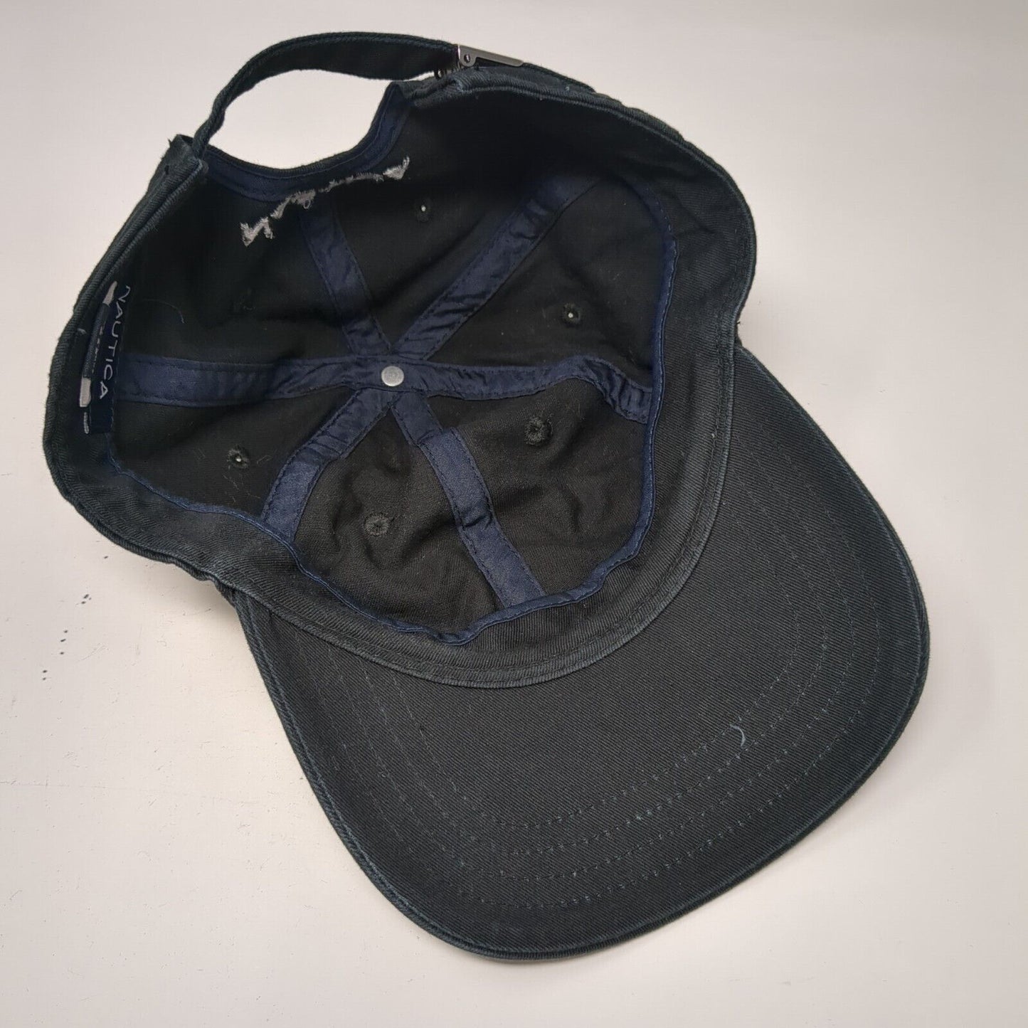 Nautica Slideback Hat Black One Size Adjustable Embroidered 6 Panel