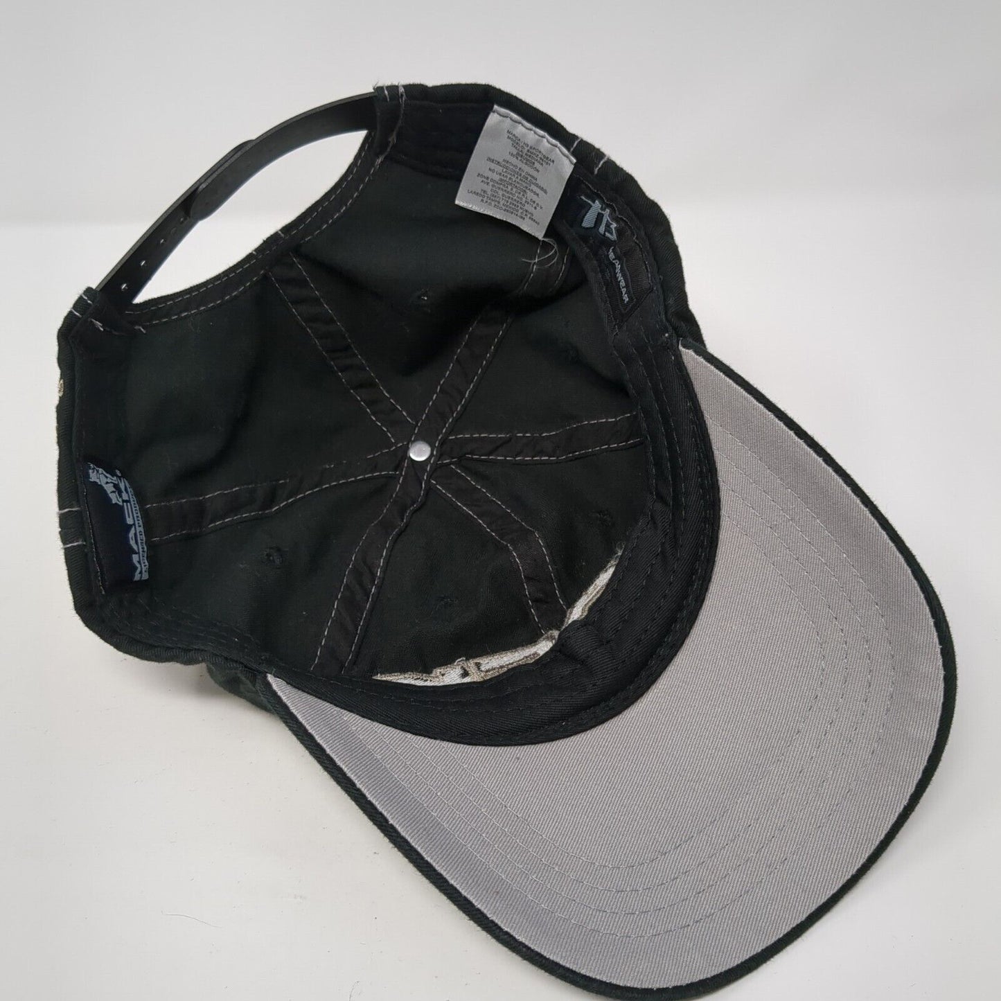 MACK Snapback Hat Black One Size Adjustable Embroidered 6 Panel Cotton