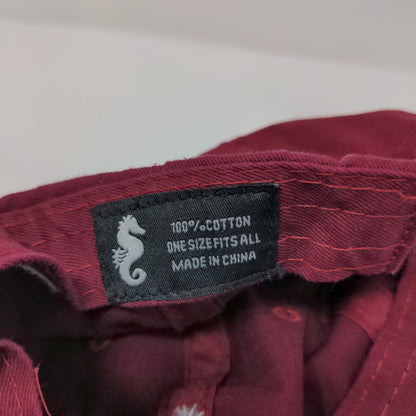 Sunny Co. Seahorse Strapback Hat Red OSFA Adjustable Embroidered