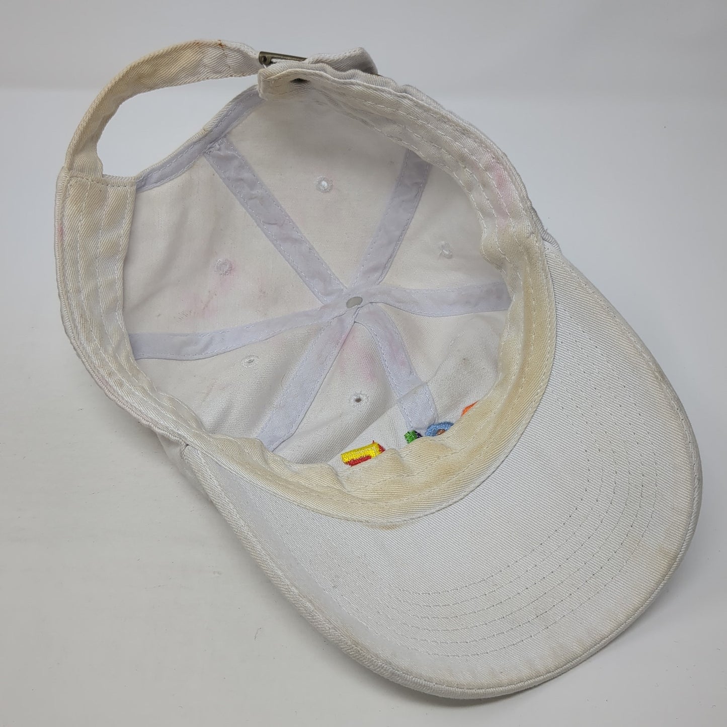Golf Slideback Baseball Cap White One Size Adjustable Embroidered 6 Panel
