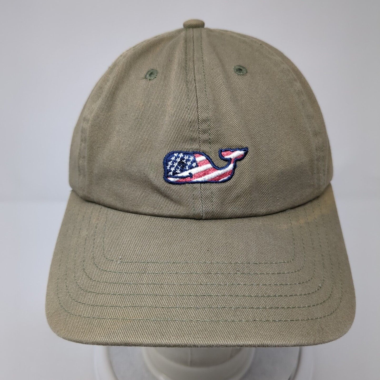 Vineyard Vines USA Flag Whale Slideback Hat Brown One Size Adjustable