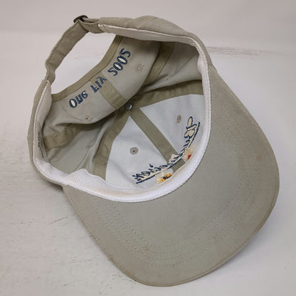 Budweiser Beer Logo Baseball Cap Beige Fly 2002 Fishing Lure Brim Hat Vintage