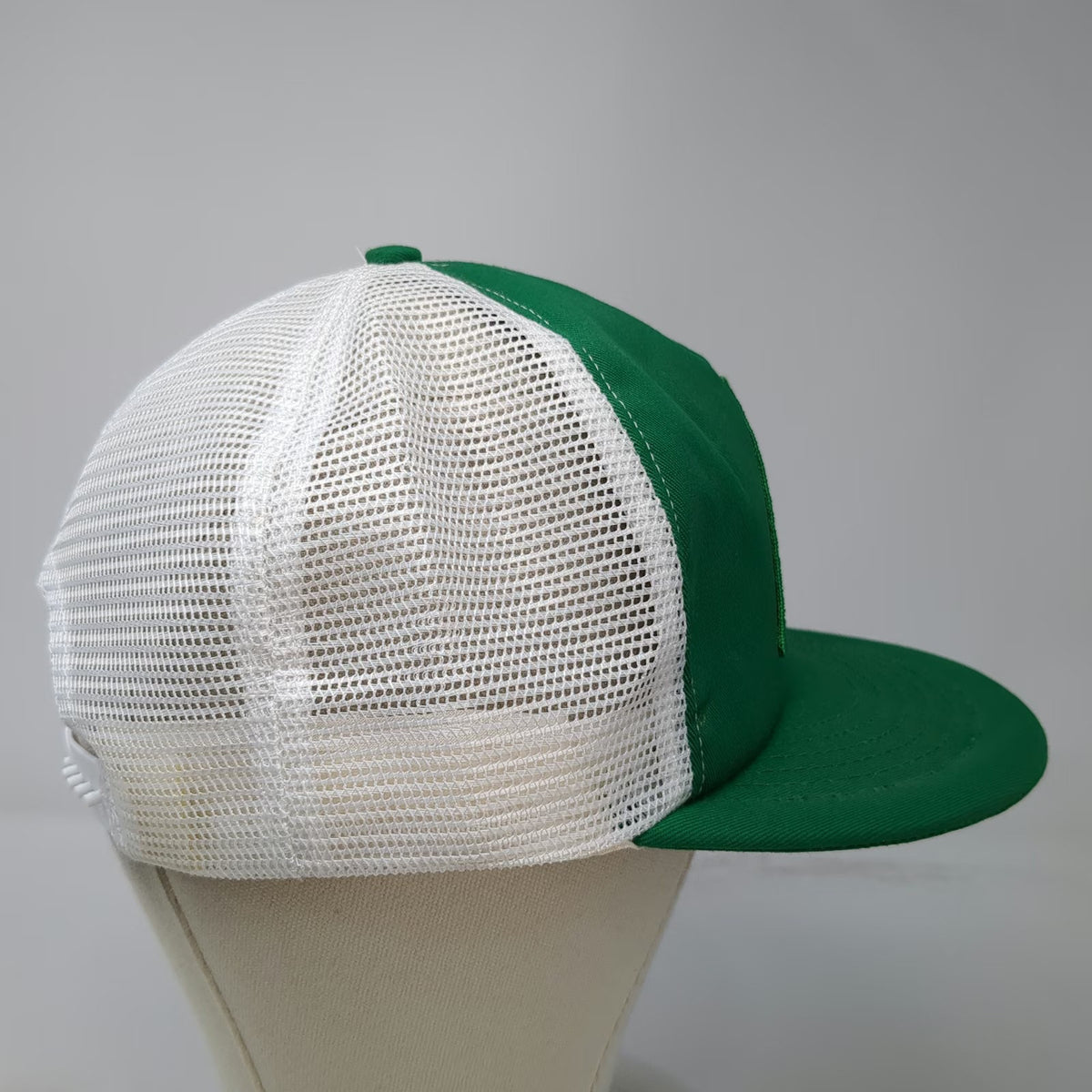 Cap America Trucker Hat Green White One Size Quantum Hybrid Wheat Mesh Back