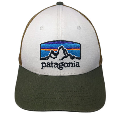 Patagonia Trucker Hat White Green Brown One Size Mesh Back Snapback Patch Logo