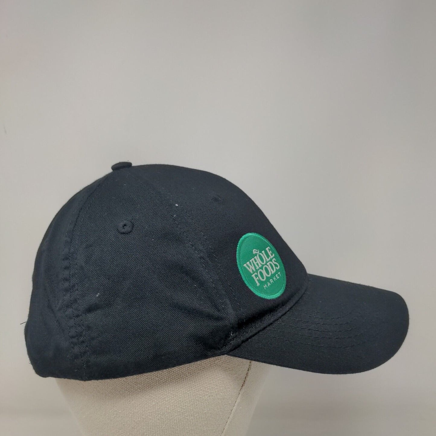 Whole Foods Market Strapback Hat Black OSFM Adjustable Vented Holes Loomstate