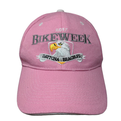 2017 Bike Week Daytona Beach FL Strapback Hat Pink 58cm Adjustable Embroidered