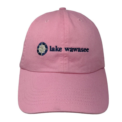 Lake Wawasee Women's Slideback Hat Pink 100% Cotton Embroidered Logo W/Tags