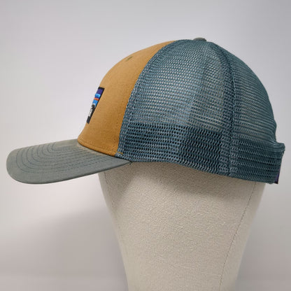 Patagonia Trucker Hat Brown Blue One Size Mesh Back Snapback Mountain Logo