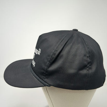 5 Panel Black Hat Rope Snapback Iams Pet Foods Dog Cat Paw Made in USA Vintage