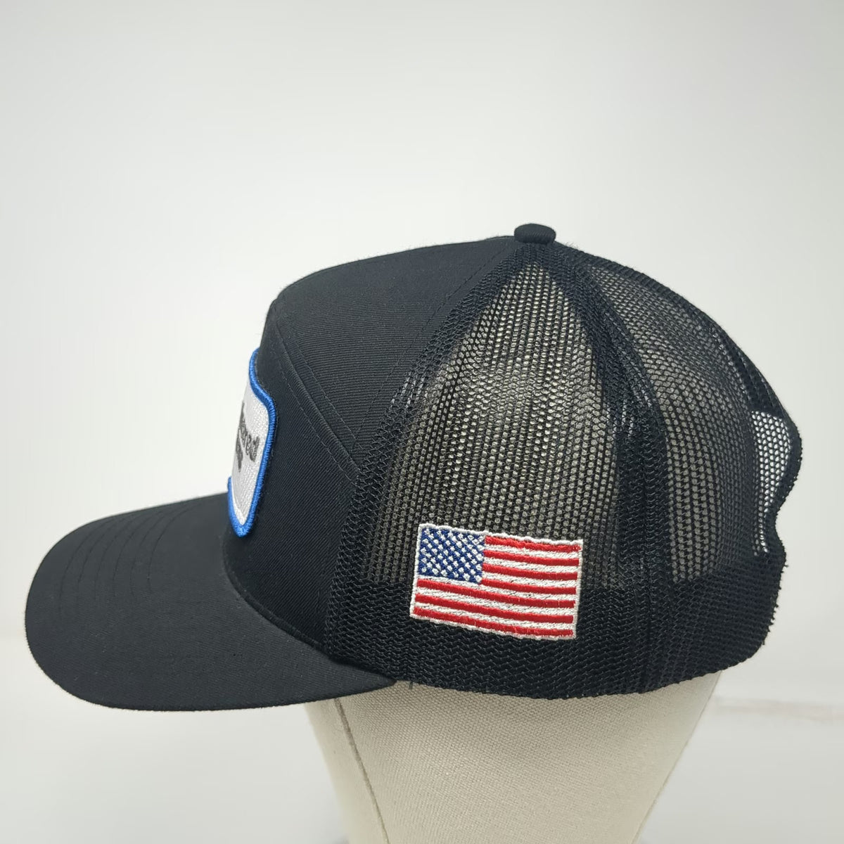 Cap America Trucker Hat Black One Size ACCO Engineered Systems Patch USA Flag