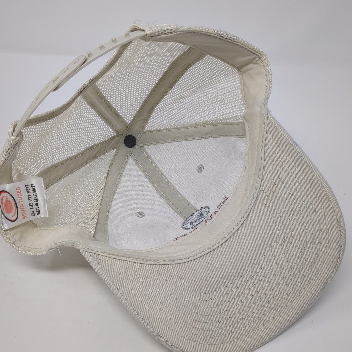 Heavy Duty Grandpa Trucker Hat Beige One Size Adjustable Mesh Back Signatures