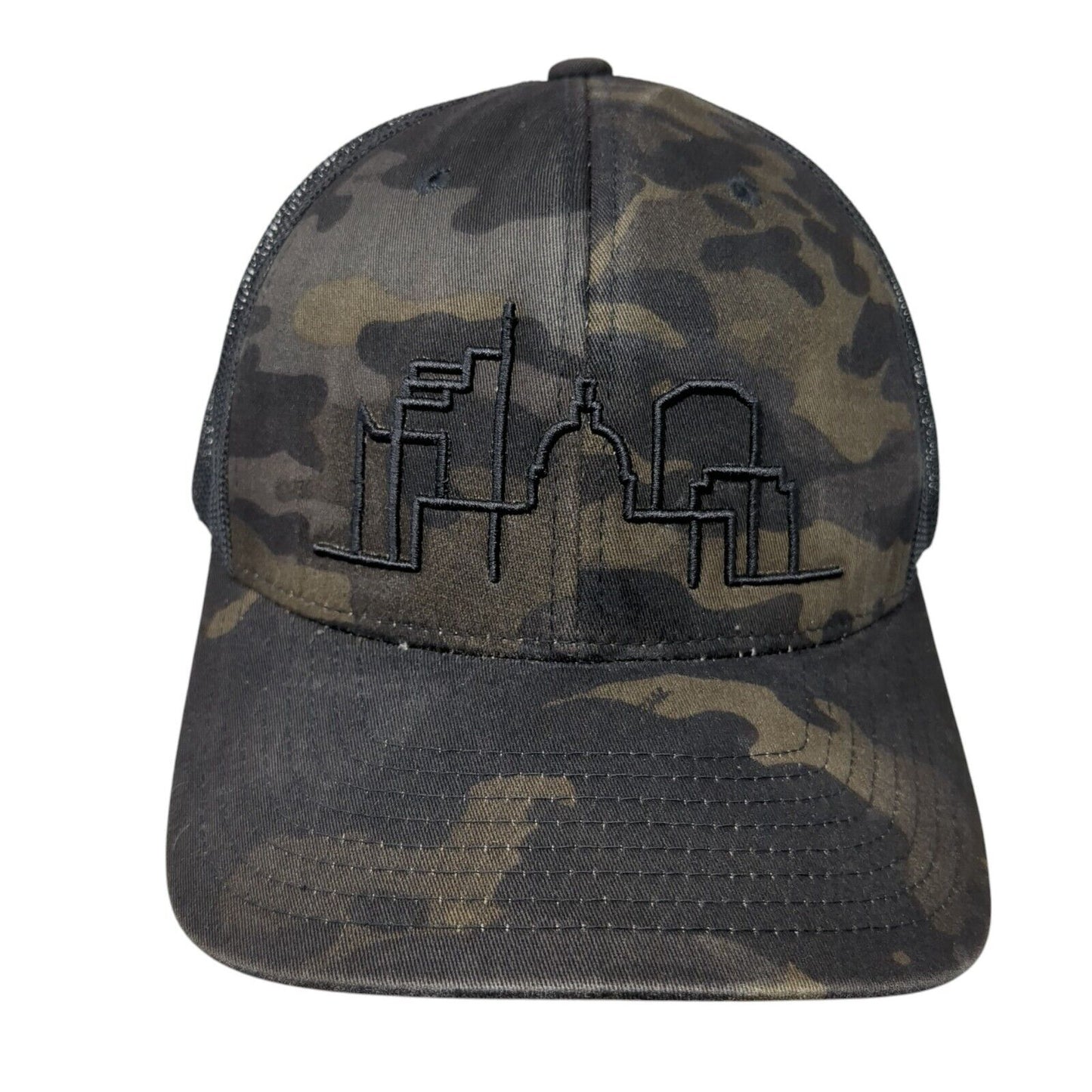 City of Real Estate Snapback Trucker Hat Camouflage OS Adjustable Mesh Yupoong