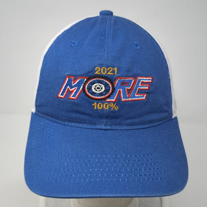 2021 More 100% Strapback Trucker Hat Blue OS Adjustable Mesh Back Outdoor Cap