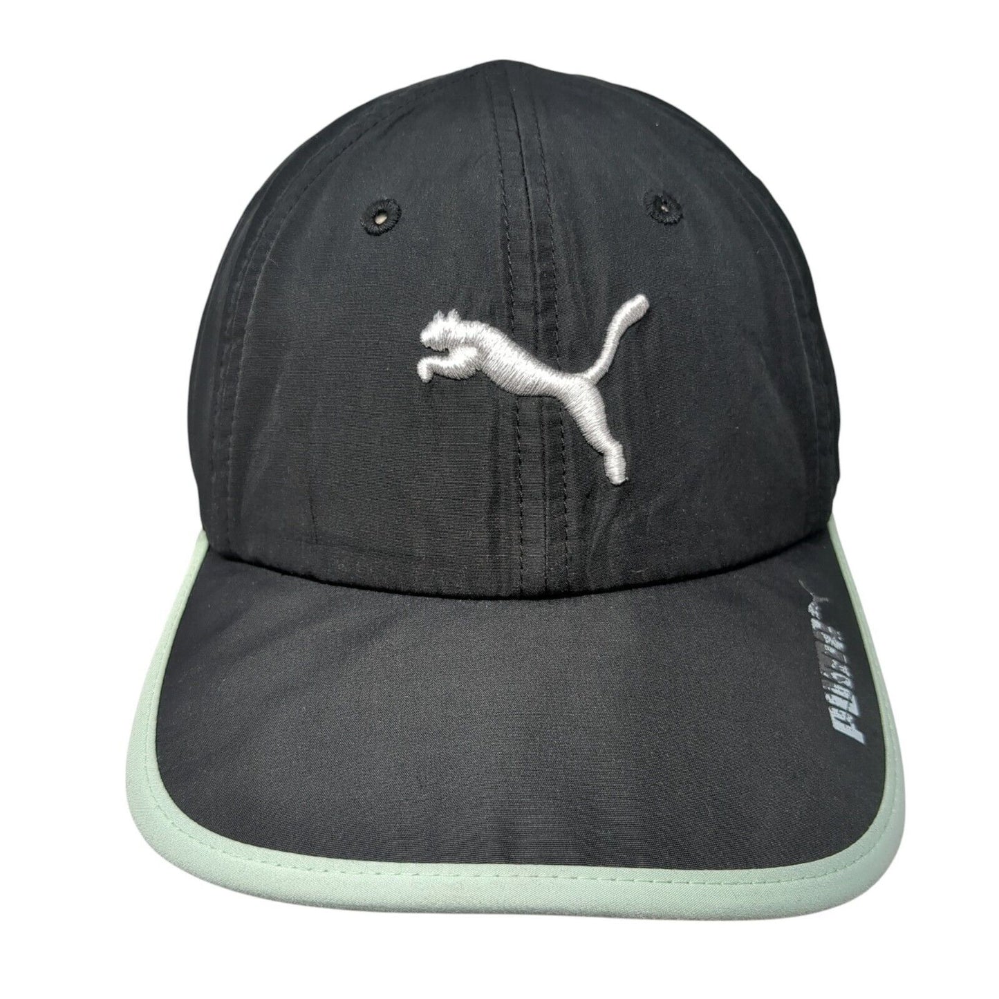 PUMA Strapback Hat Black One Size Adjustable Embroidered Green Trim