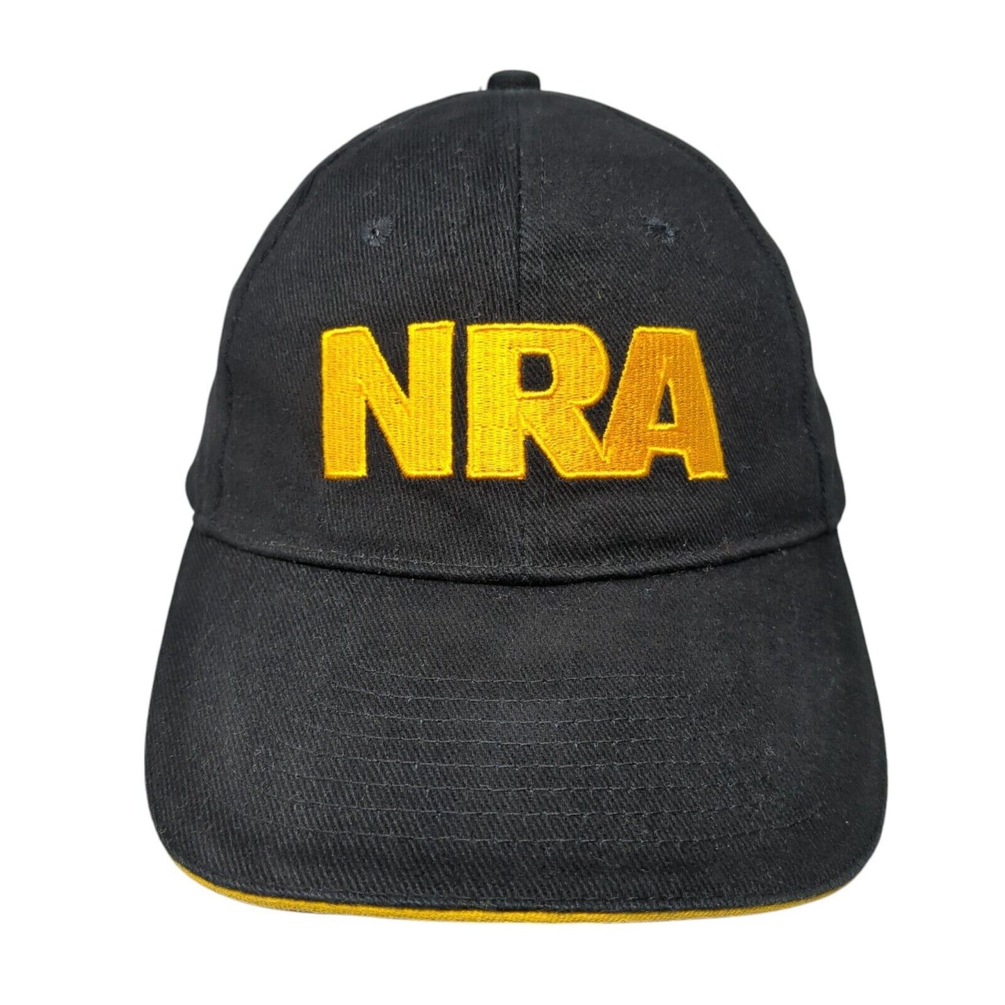 NRA Strapback Hat Black One Size Adjustable American Flag 6 Panel