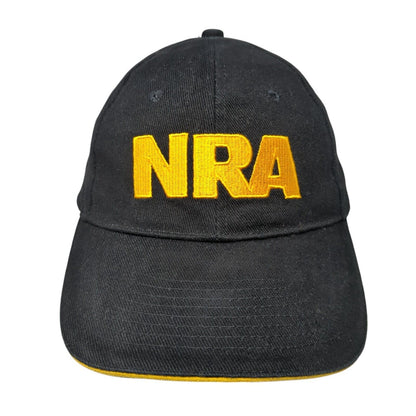 NRA Strapback Hat Black One Size Adjustable American Flag 6 Panel