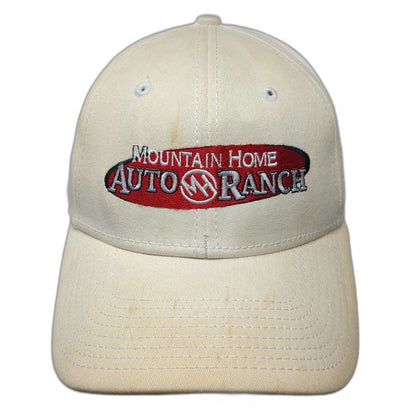 A-FLEX Baseball Cap Beige XL Mountain Home Auto Ranch Idaho Dealer Flexfit Hat