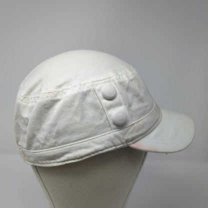 Army Cap White One Size Elastic Back Side Button Blank Plain Cadet Solid Hat