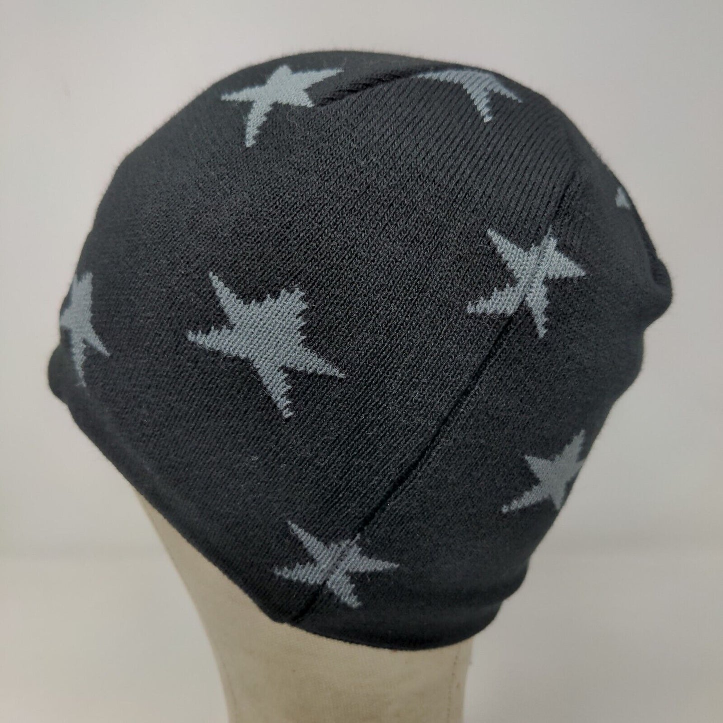 Vbiger Men's Knit Beanie Hat Cap Black Gray Stars All Over Print