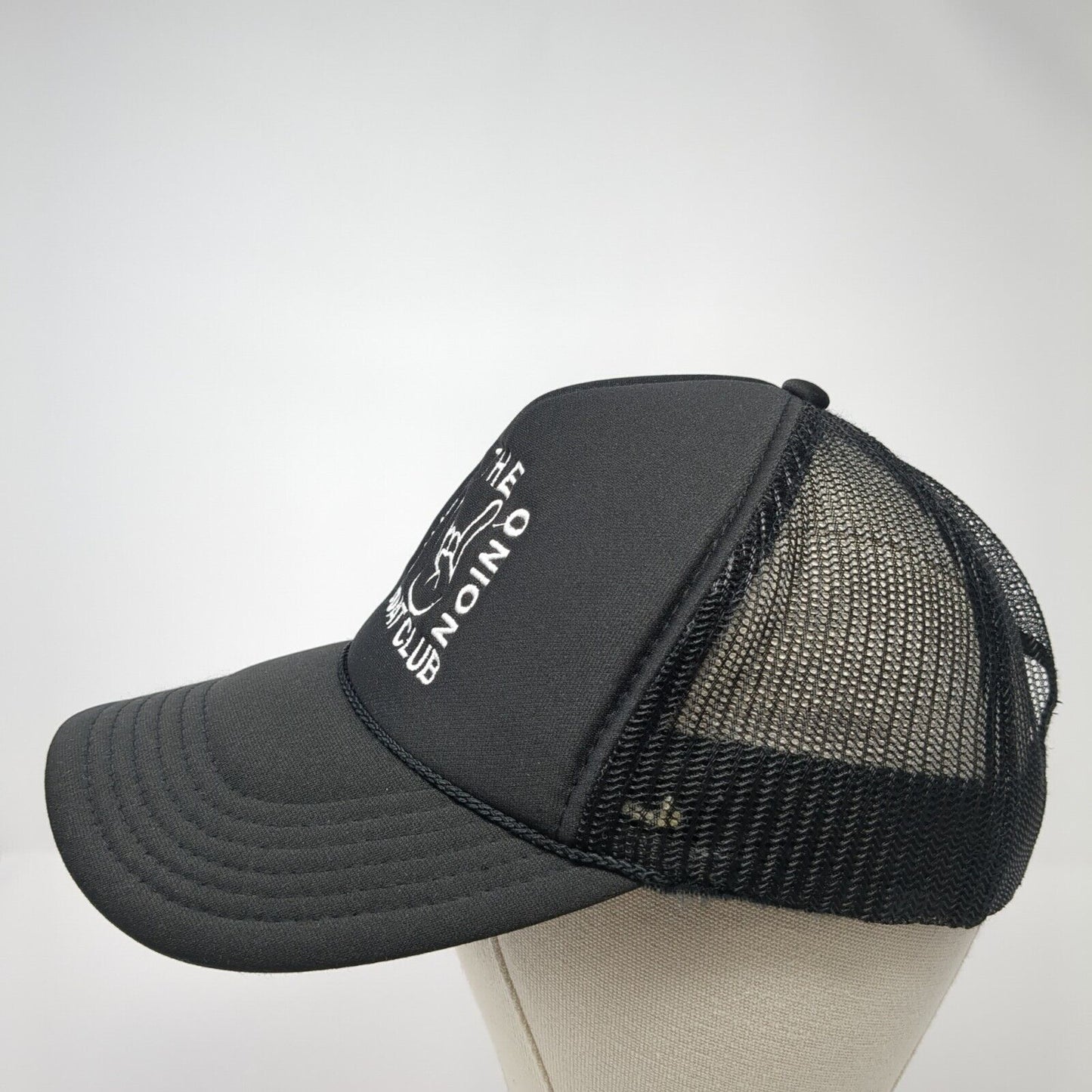Give'r The Onion Boat Club Rope Trucker Hat Black One Size Mesh Back