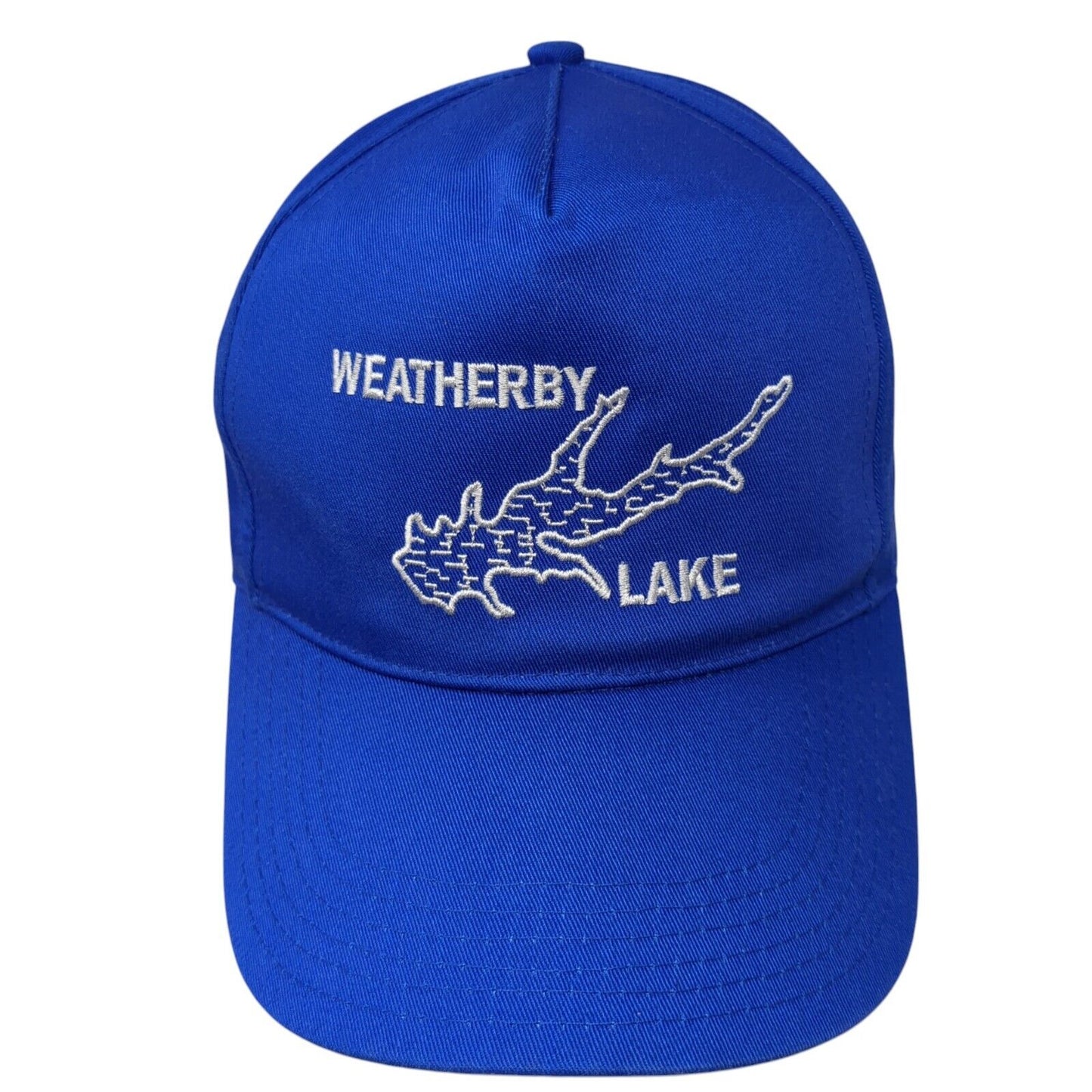 Weatherby Lake Snapback Hat Blue One Size Adjustable Embroidered 6 Panel