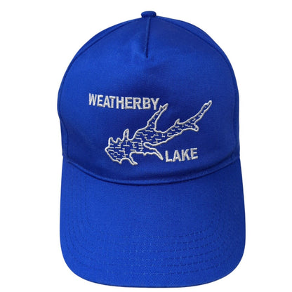 Weatherby Lake Snapback Hat Blue One Size Adjustable Embroidered 6 Panel