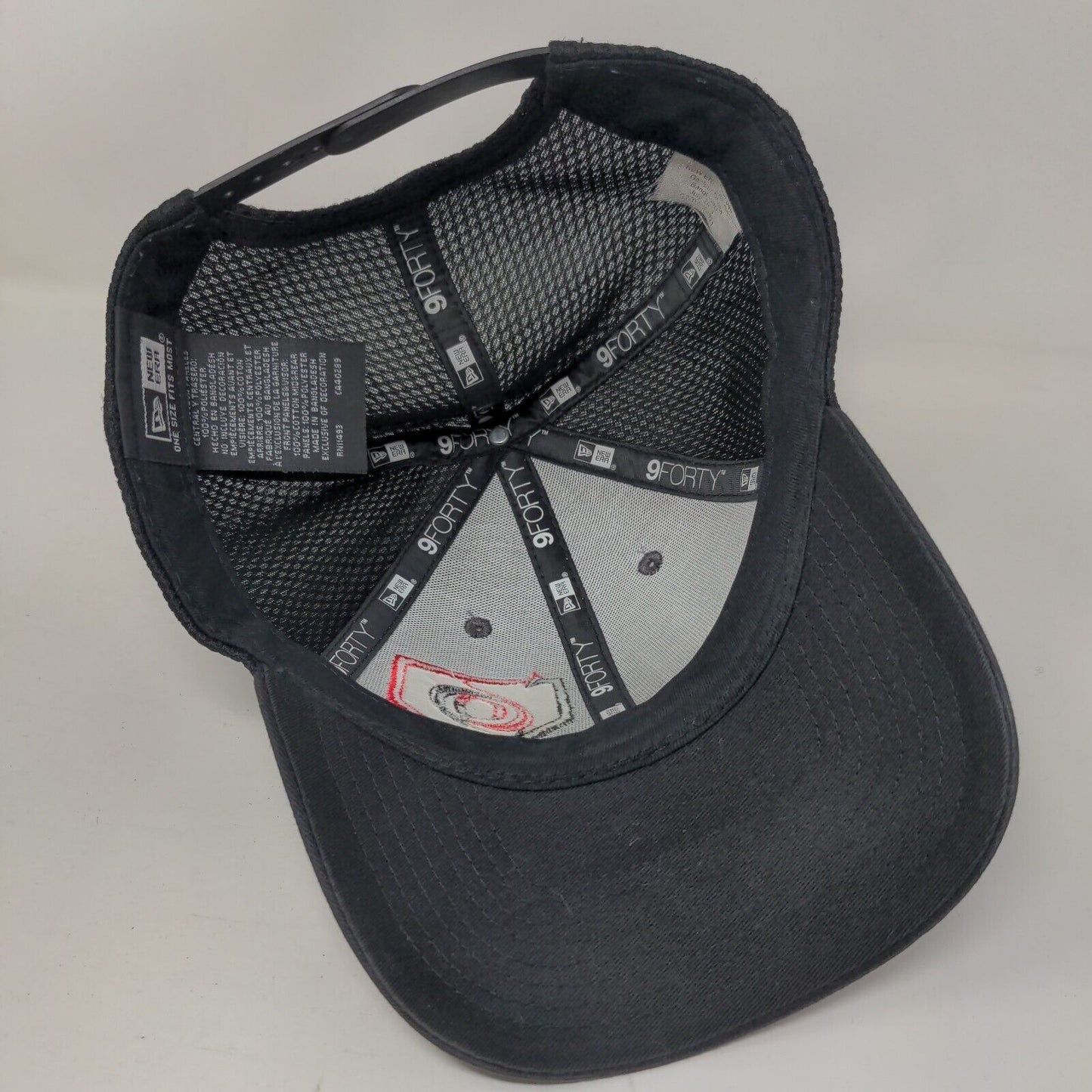 New Era Snapback Trucker Hat Black OSFM Adjustable Embroidered 9Forty Cotton