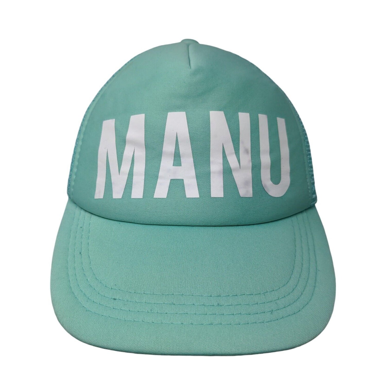 MANU Snapback Mesh Back Trucker Hat Greenish-Blue One Size Adjustable