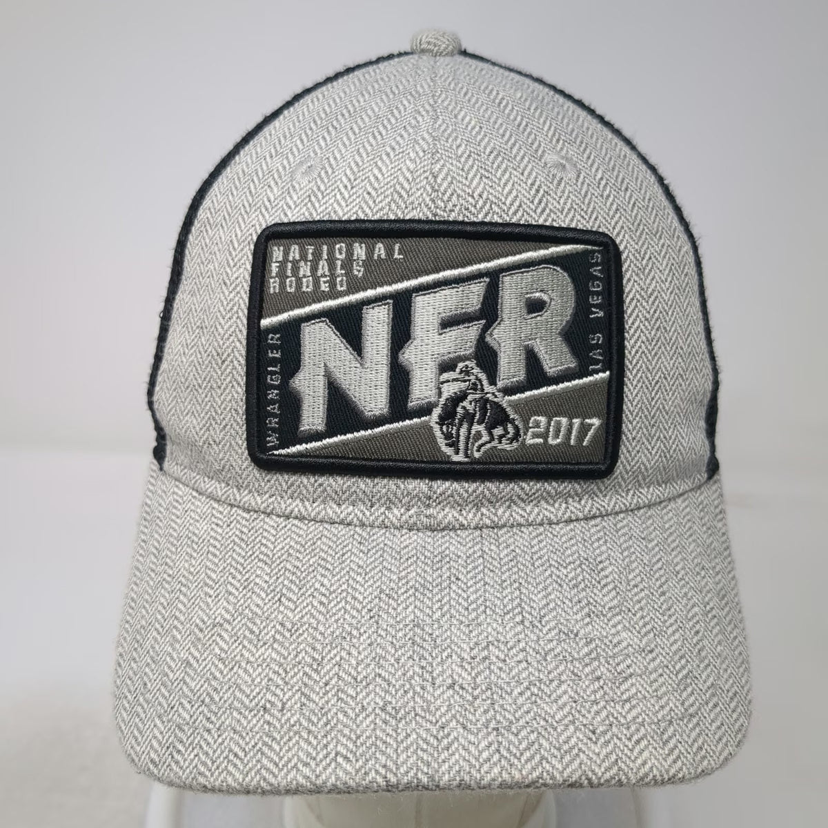 Prorodeo Gear Gray Black Trucker Hat One Size NFR 2017 Wrangler Las Vegas Patch
