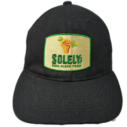 Solely Real Clean Food Hat Trucker Hat Black One Size Mesh Back Snapback Logo