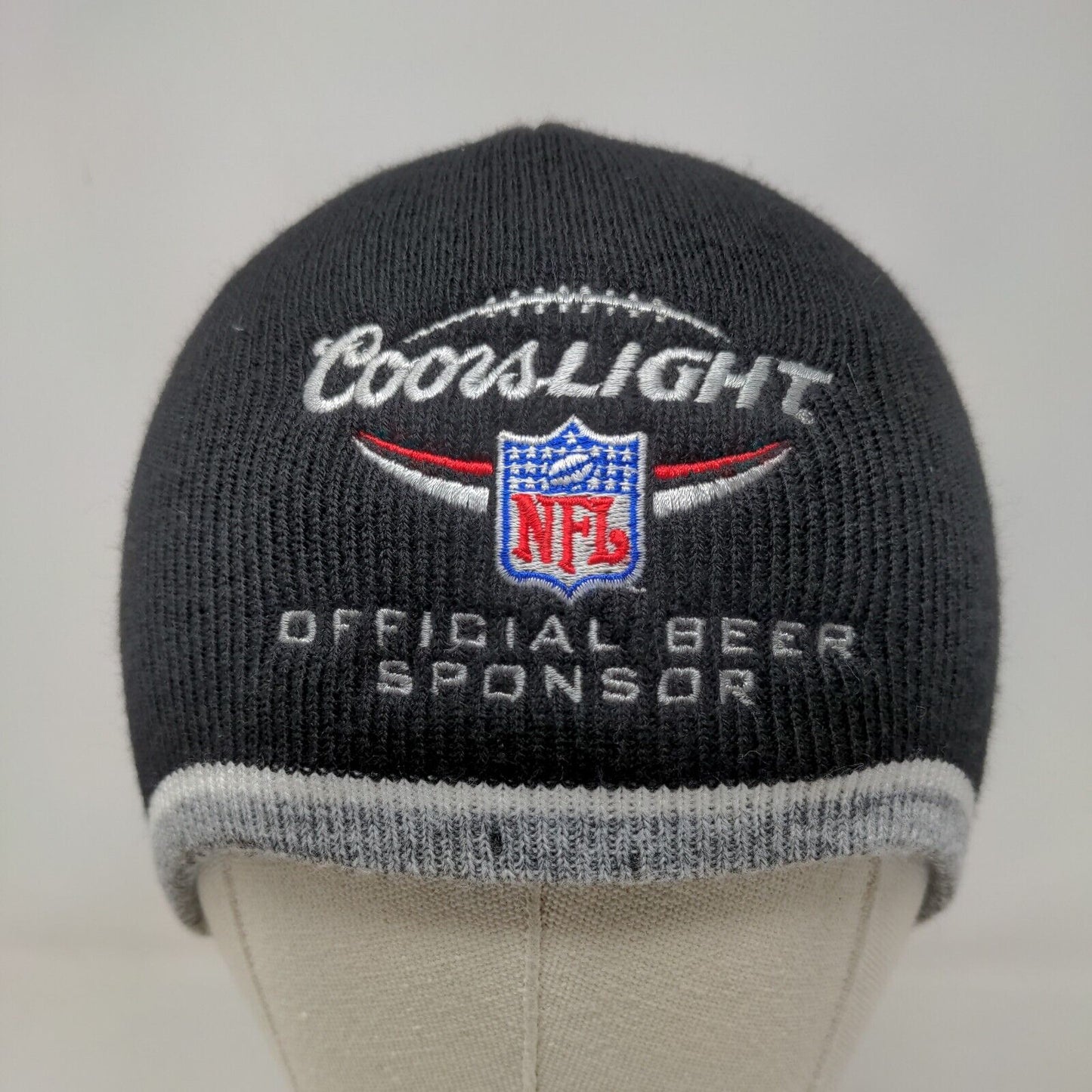 Coors Light Men's NFL Beer Sponsor Knit Beanie Hat Cap Black Embroidered Logo